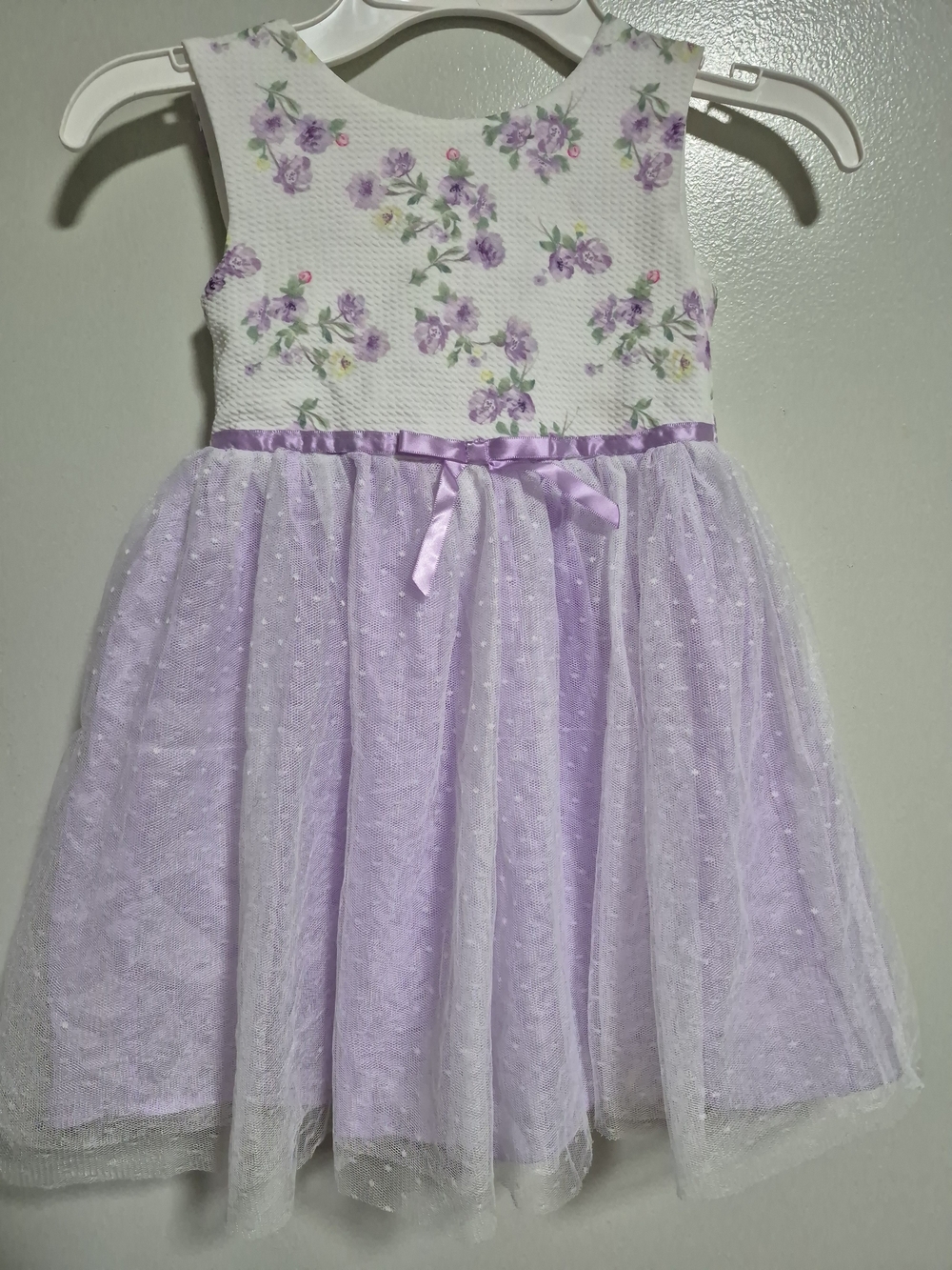 Girls' Lavender Floral Tulle Party Dress